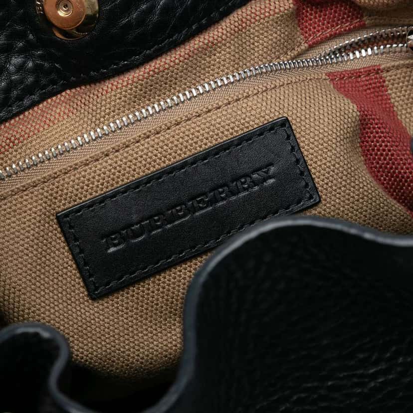 Burberry Small Leather and House Check Canvas Maidstone Satchel Black Leather Good condition - Box View
