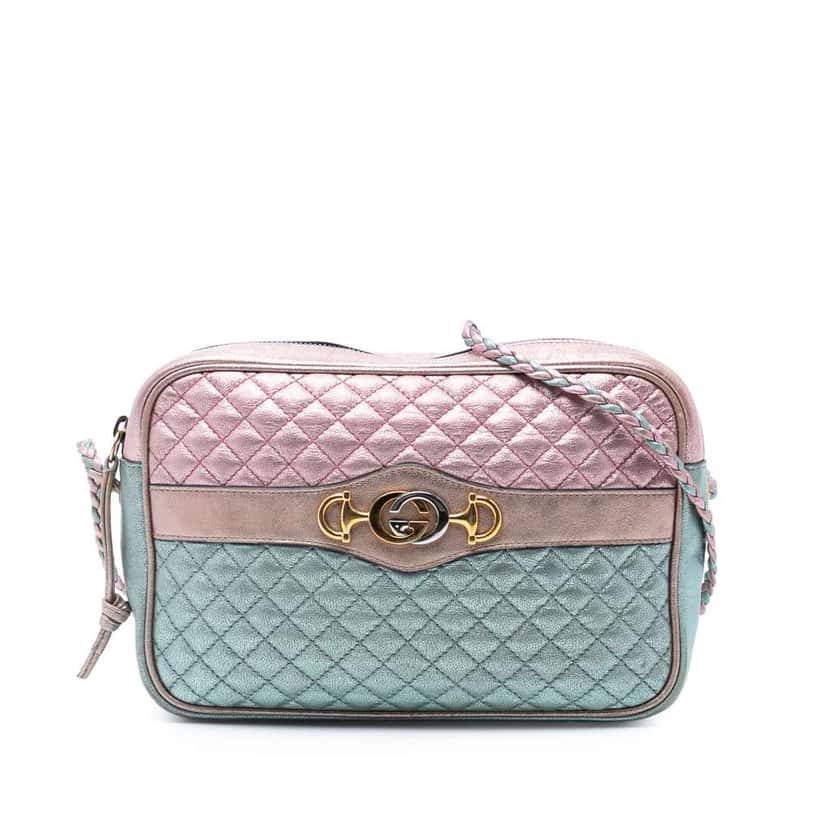 Gucci Laminated Nappa Trapuntata Crossbody Blue Leather Good condition - Front View