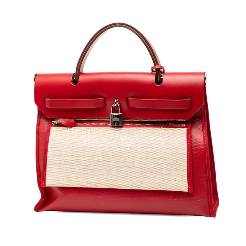 Hermès H Berline and Hunter Herbag Zip 31 Red Canvas Good condition - Back View