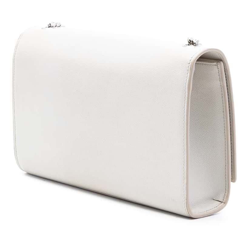 Saint Laurent Medium Grain De Poudre Monogram Kate Crossbody White Leather Good condition - Back View