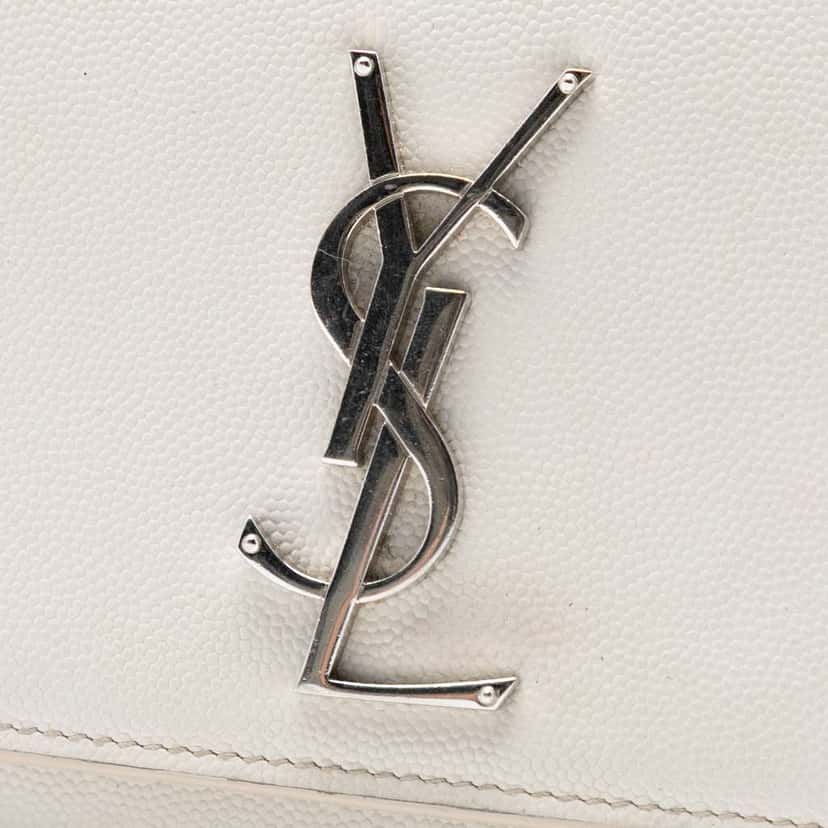 Saint Laurent Medium Grain De Poudre Monogram Kate Crossbody White Leather Good condition - Box View