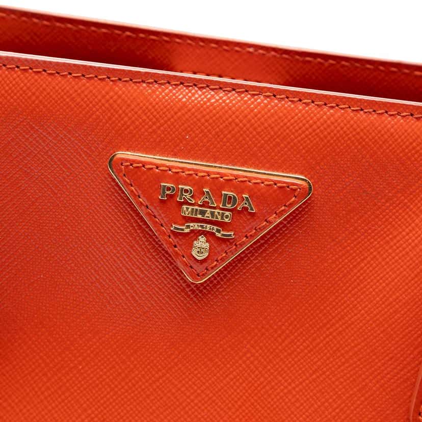 Prada Large Saffiano Vernice Galleria Satchel Orange Leather Good condition - Box View