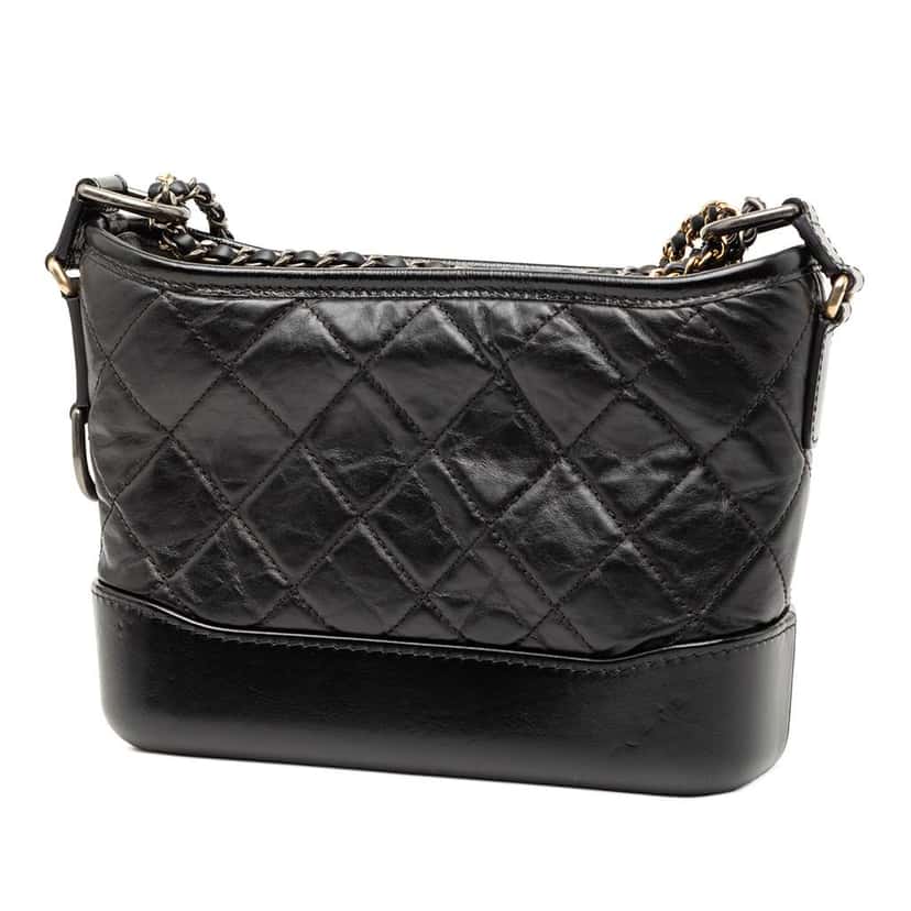 Chanel Small Quilted Lambskin Gabrielle Hobo Black Leather Good condition - Back View