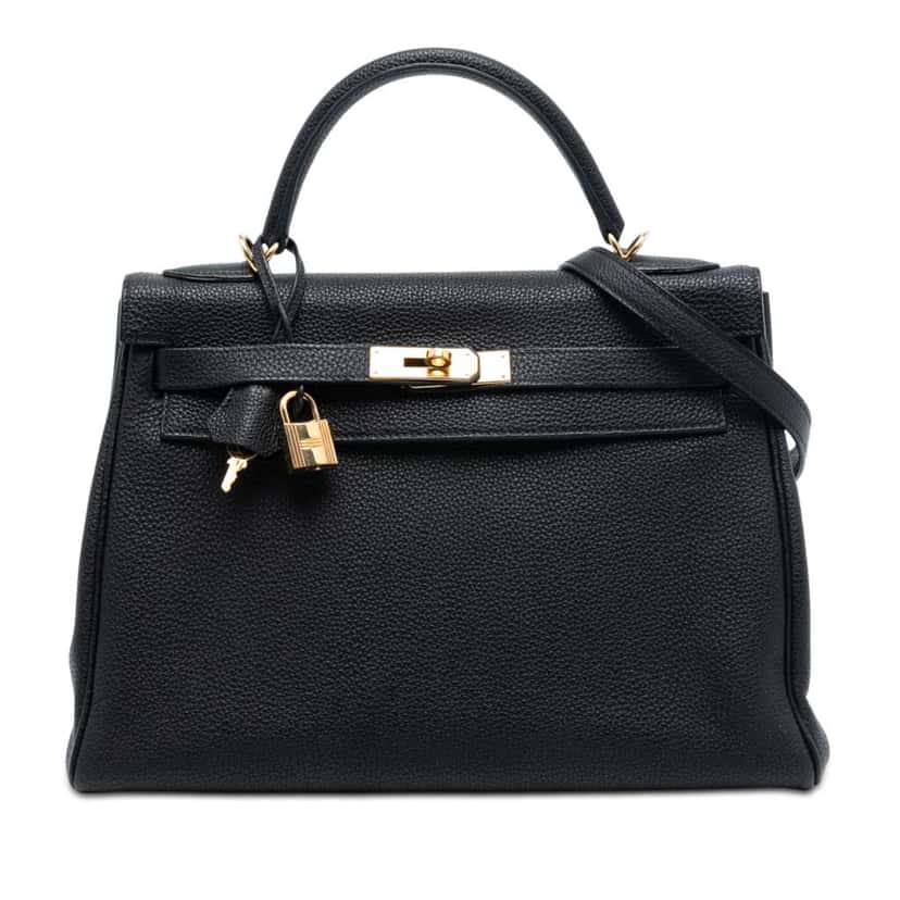 Hermès Togo Kelly II Retourne 32 Black Leather Good condition - Front View