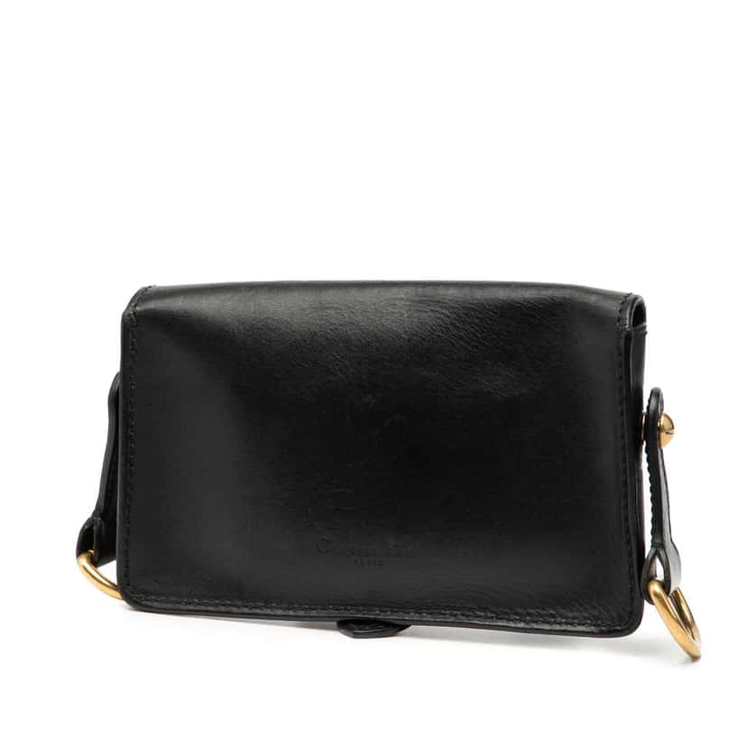 Dior Mini Leather D Bee Saddle Bag Black Leather Very good condition - Back View