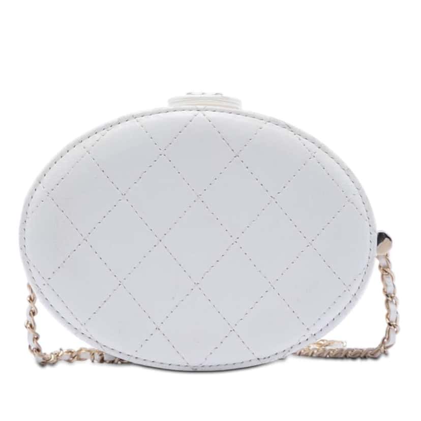 Chanel Small Quilted Lambskin CC Allure Vanity Case White Leather Good condition - Inside View