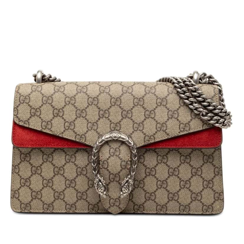Gucci Medium GG Supreme Dionysus Shoulder Bag Brown Canvas Very good condition - Front View