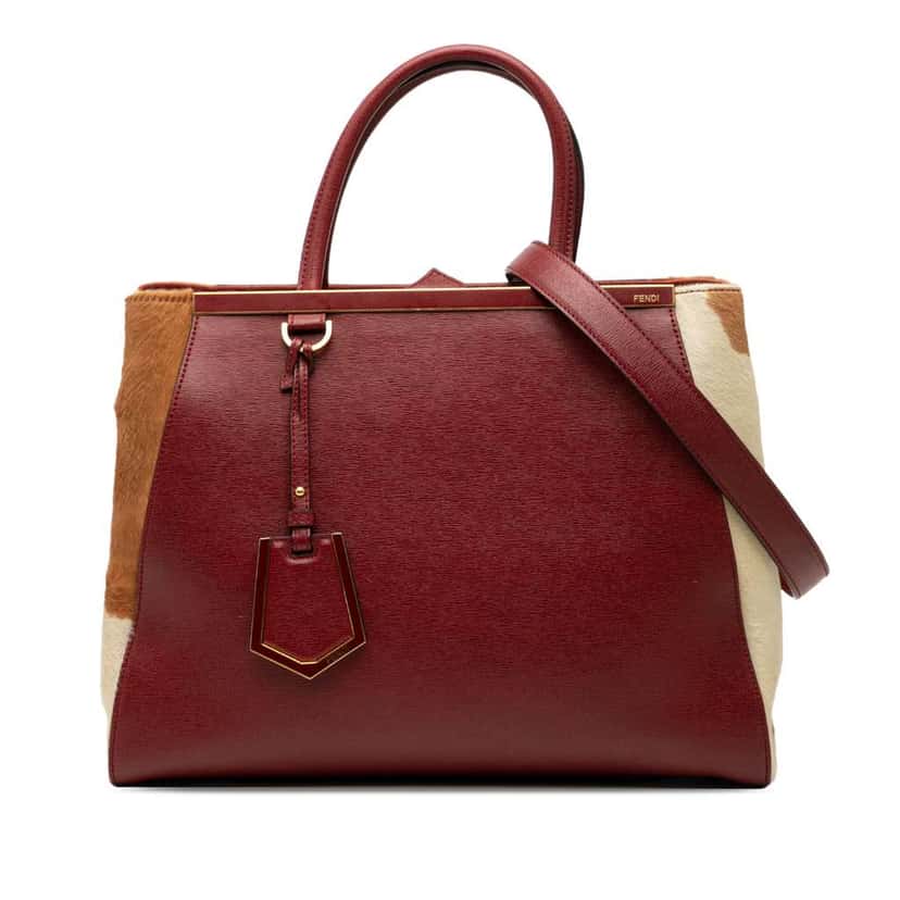 Fendi Medium Leather and Pony Hair 2Jours Satchel Red Leather Good condition - Front View