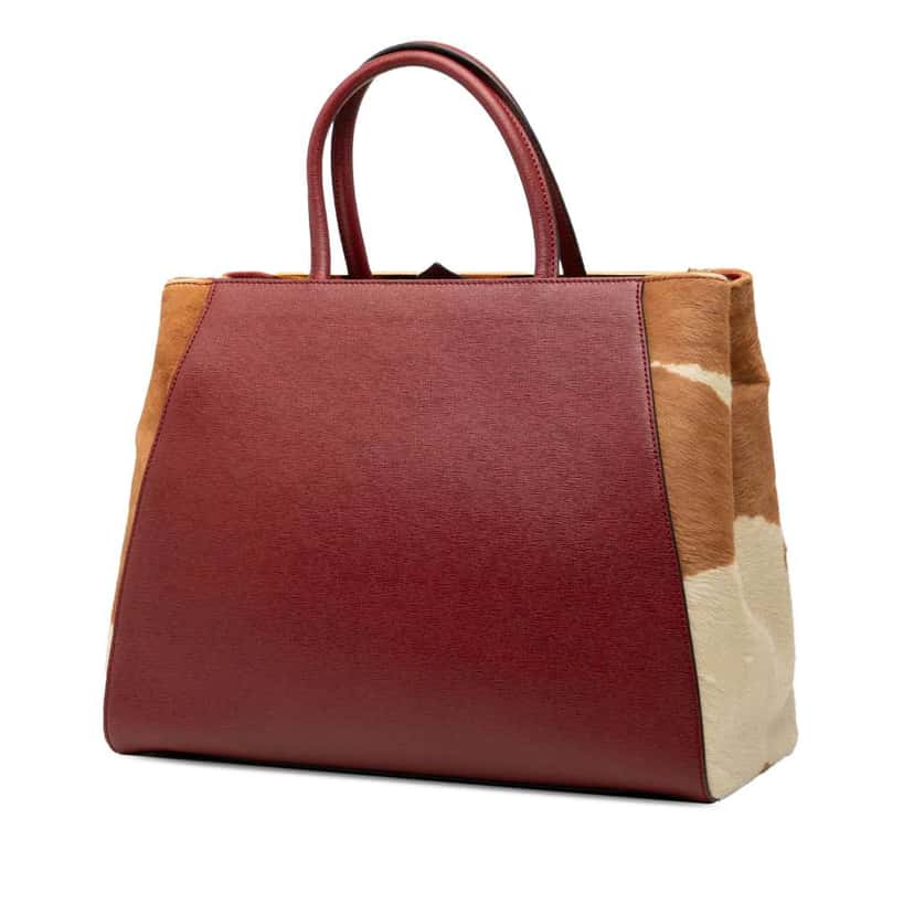 Fendi Medium Leather and Pony Hair 2Jours Satchel Red Leather Good condition - Back View