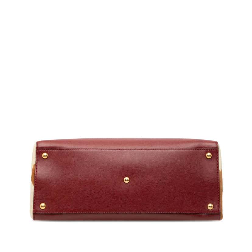 Fendi Medium Leather and Pony Hair 2Jours Satchel Red Leather Good condition - Inside View