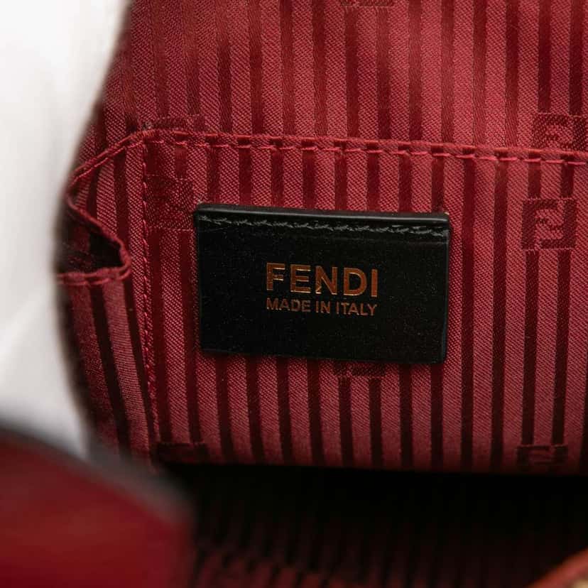 Fendi Medium Leather and Pony Hair 2Jours Satchel Red Leather Good condition - Box View
