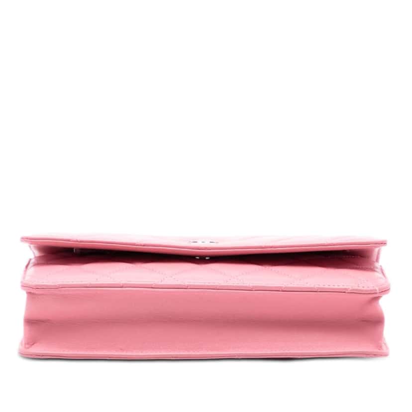 Chanel CC Quilted Lambskin Wallet On Chain Pink Leather Good condition - Inside View