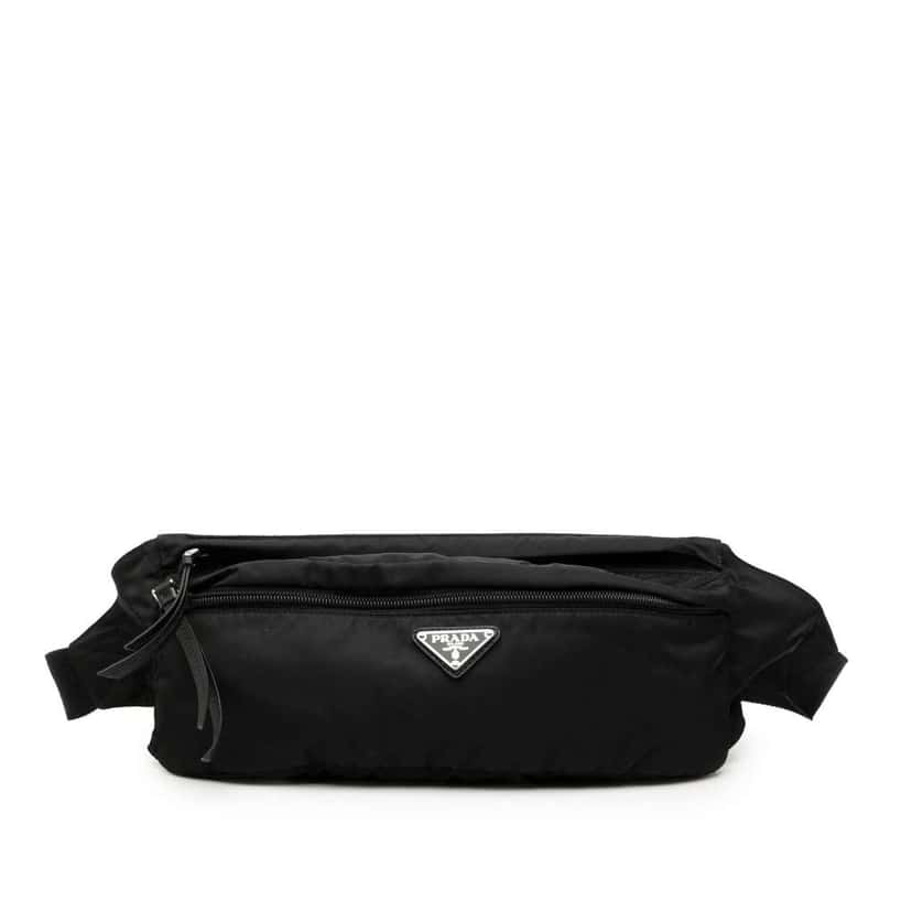 Prada Re Nylon Belt Bag Black Good condition - Front View