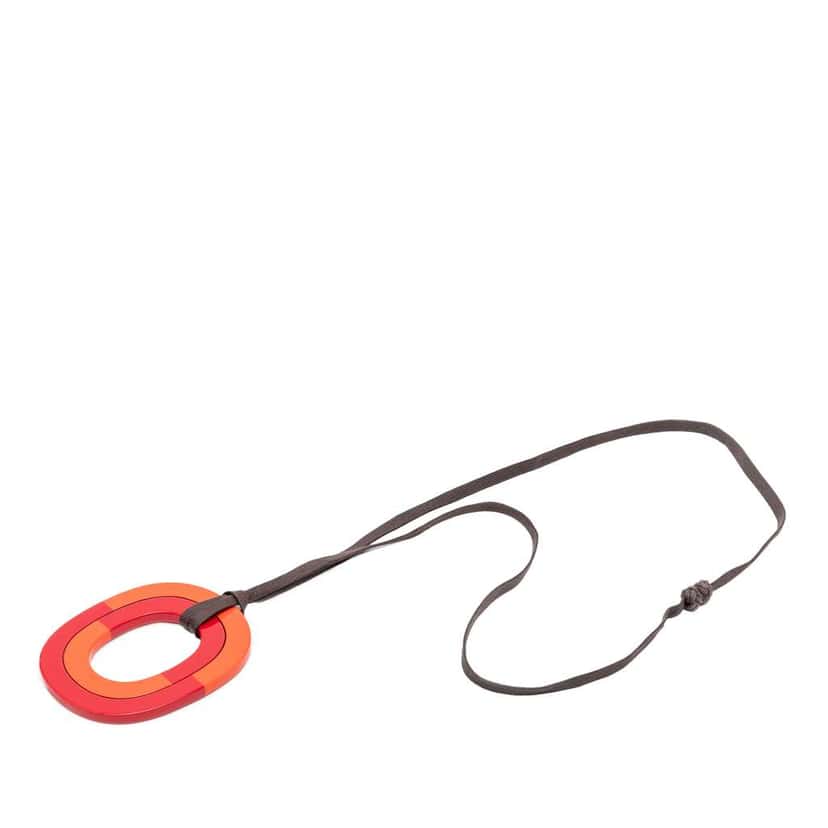 Hermès Buffalo Horn Isthme Pendant Necklace Orange Good condition - Front View