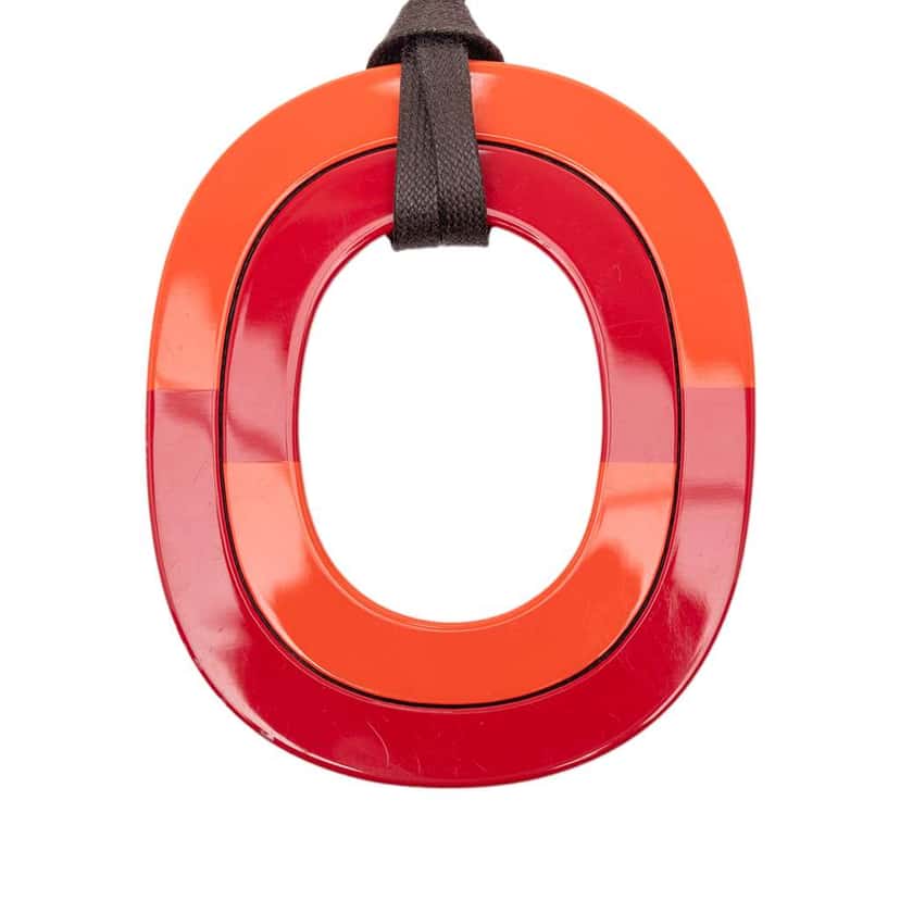 Hermès Buffalo Horn Isthme Pendant Necklace Orange Good condition - Back View