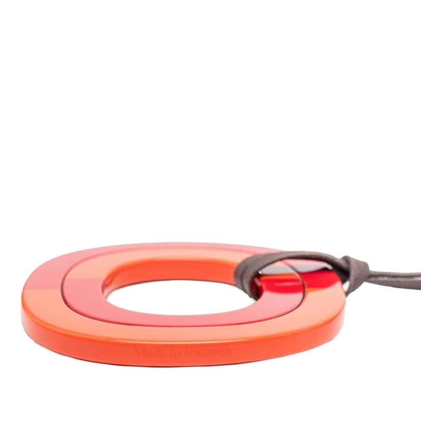 Hermès Buffalo Horn Isthme Pendant Necklace Orange Good condition - Box View