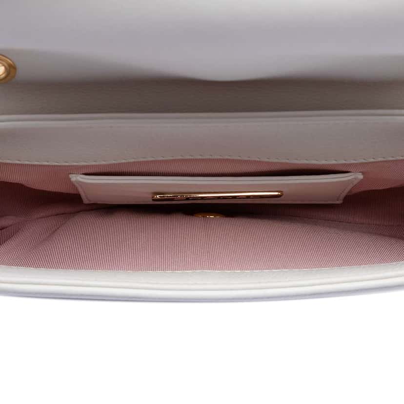 Chanel Small Quilted Calfskin Underline Saddle Flap White Leather Very good condition - Model View