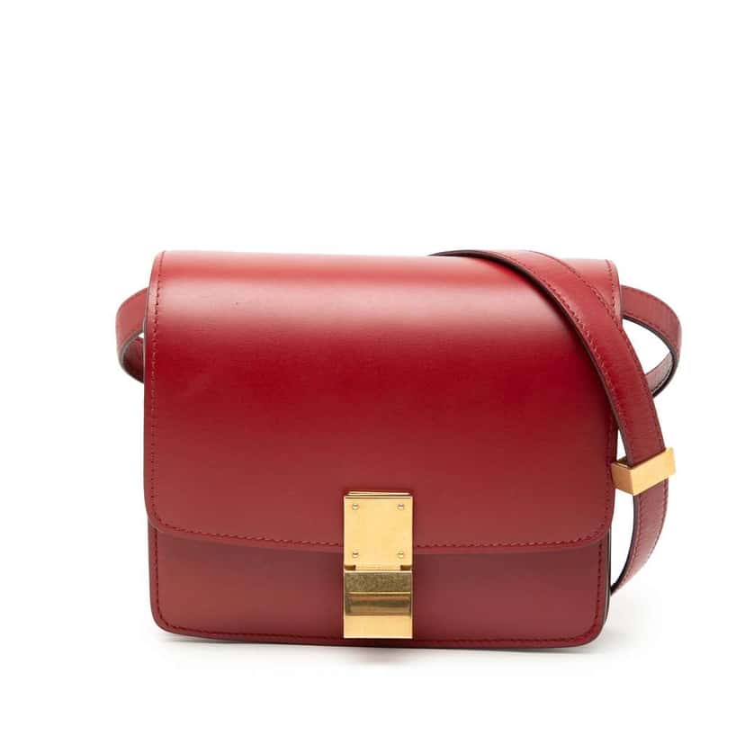 Celine Small Calfskin Classic Box Red Leather Very good condition - Front View