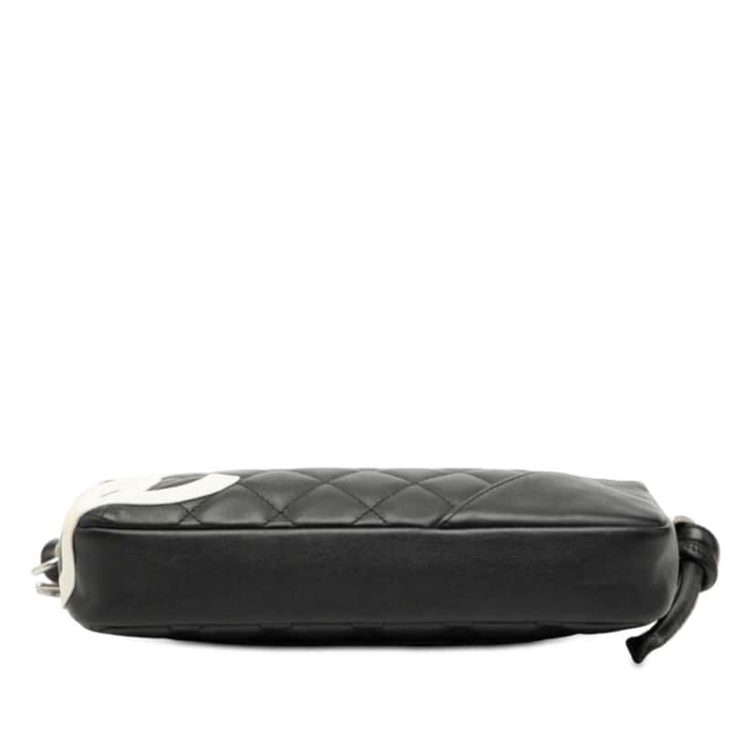 Chanel Quilted Lambskin Cambon Ligne Pochette Black Leather Good condition - Inside View