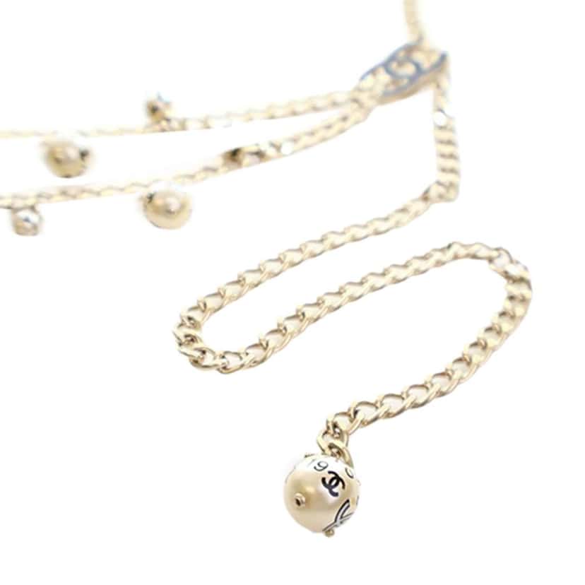 Chanel Gold Plated CC Faux Pearl Chain Belt Gold Metal Good condition - Inside View