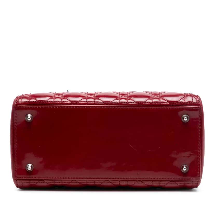Dior Medium Patent Cannage Lady Dior Red Leather Good condition - Inside View
