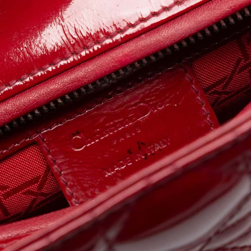 Dior Medium Patent Cannage Lady Dior Red Leather Good condition - Box View
