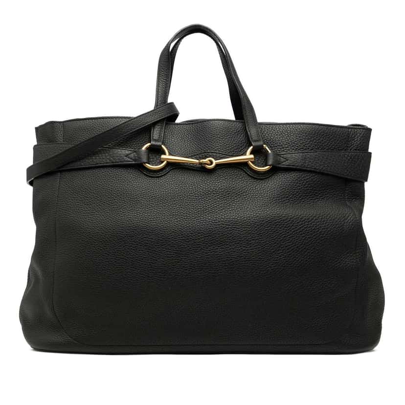 Gucci Large Leather Bright Bit Satchel Black Leather Good condition - Front View