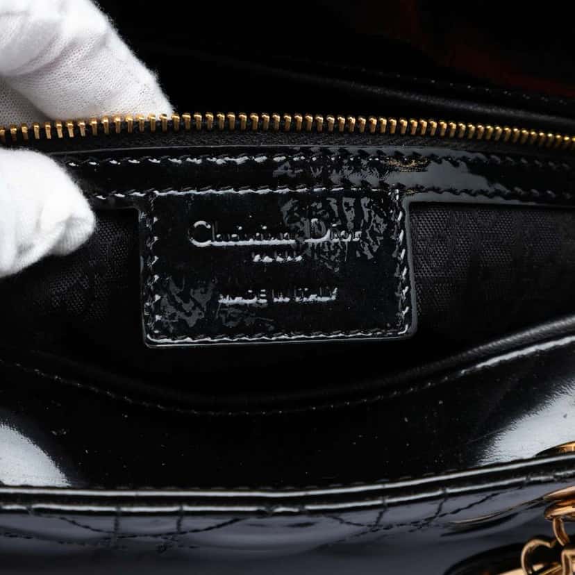 Dior Large Patent Cannage Lady Dior Black Leather Very good condition - Box View