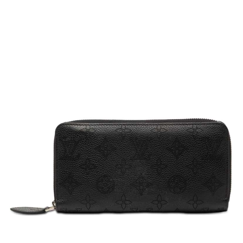 Louis Vuitton Monogram Mahina Zippy Wallet Black Leather Good condition - Front View