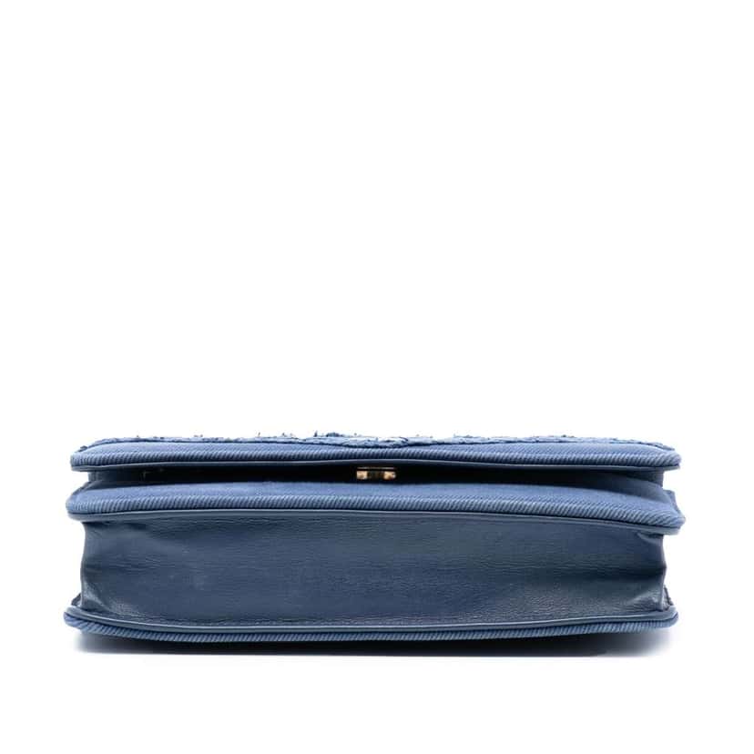 Chanel Denim Fringe Coco Wallet On Chain Blue Denim Good condition - Inside View