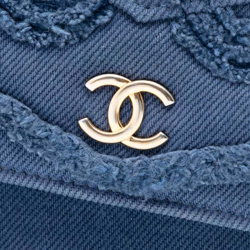 Chanel Denim Fringe Coco Wallet On Chain Blue Denim Good condition - Box View