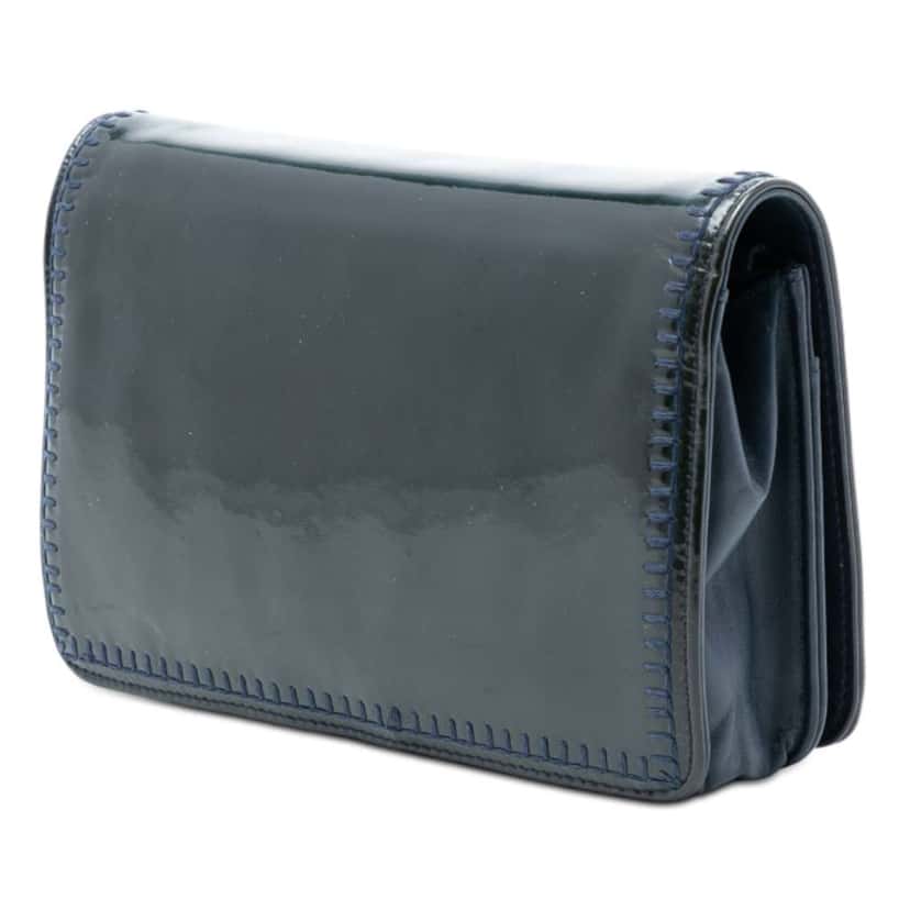 Chanel CC Patent Whipstitch Wallet On Chain Blue Leather Very good condition - Back View
