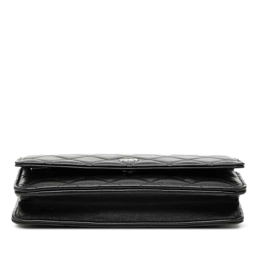 Chanel CC Quilted Lambskin Wallet On Chain Black Leather Good condition - Inside View