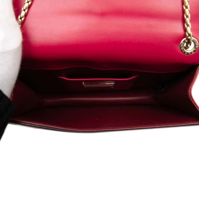 Bvlgari Small Studded Leather Laser Cut Square Serpenti Forever Chain Crossbody Red Leather Very good condition - Model View