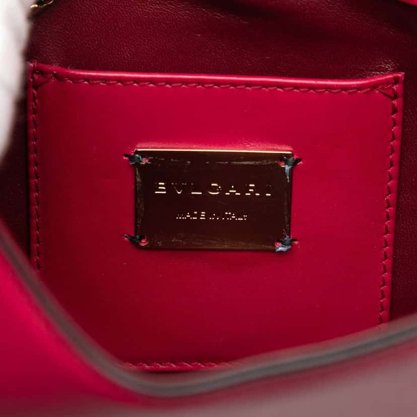 Bvlgari Small Studded Leather Laser Cut Square Serpenti Forever Chain Crossbody Red Leather Very good condition - Box View
