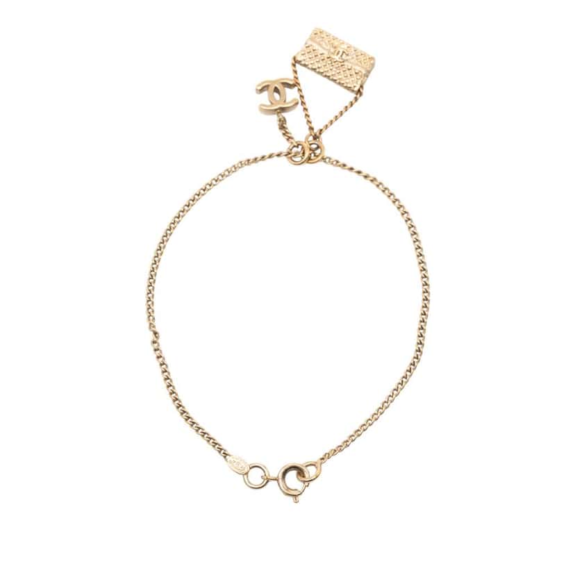 Chanel CC Gold Plated Flap Charm Bracelet Gold Metal Good condition - Inside View