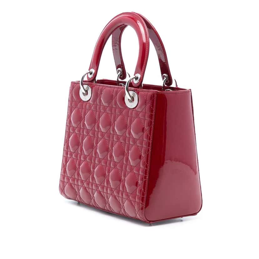 Dior Medium Patent Cannage Lady Dior Red Leather Very good condition - Back View