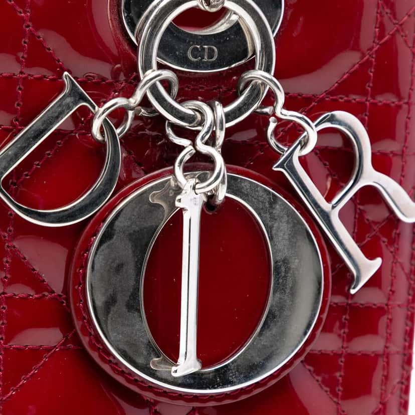Dior Medium Patent Cannage Lady Dior Red Leather Very good condition - Box View