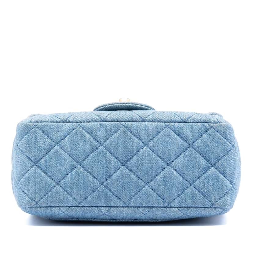 Chanel Mini Square Classic Denim Pearl Crush Single Flap Blue Denim Good condition - Inside View