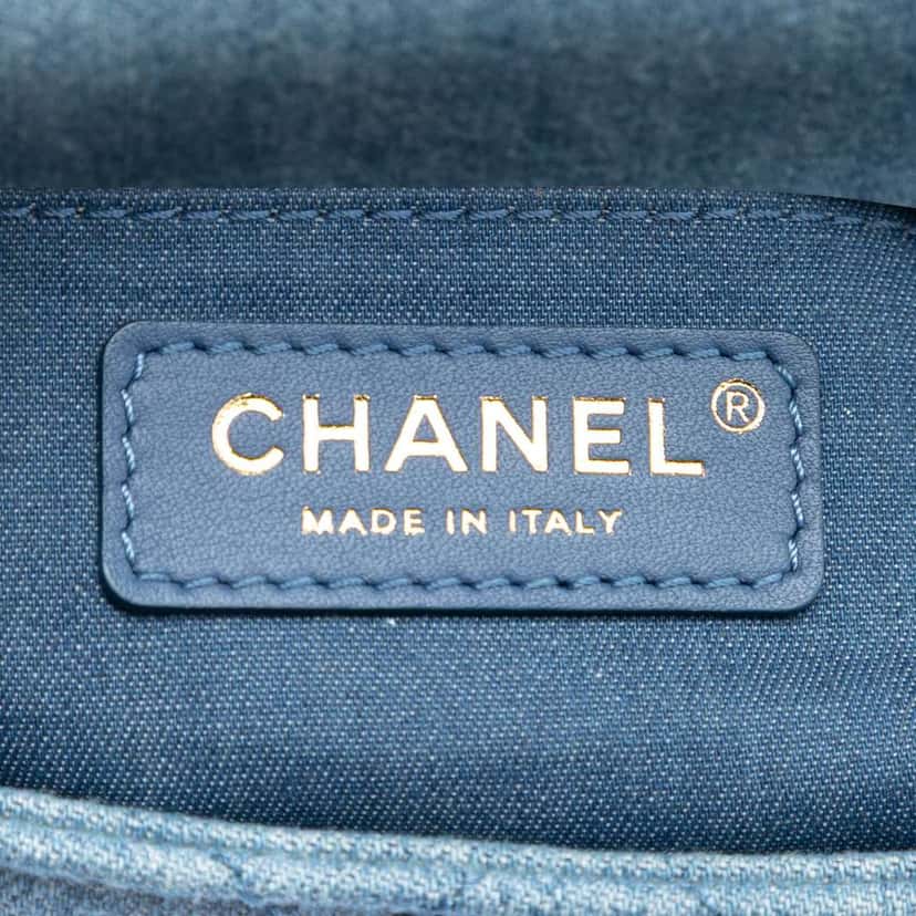Chanel Mini Square Classic Denim Pearl Crush Single Flap Blue Denim Good condition - Box View
