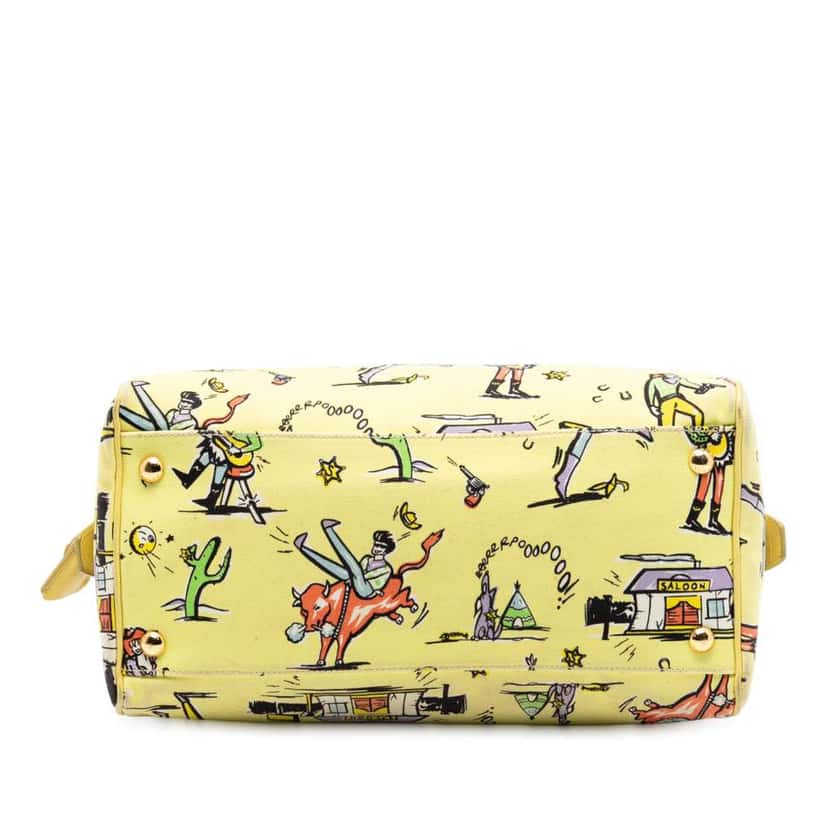 Prada Canvas Canapa St Foula Stampato Satchel Yellow Canvas Good condition - Inside View