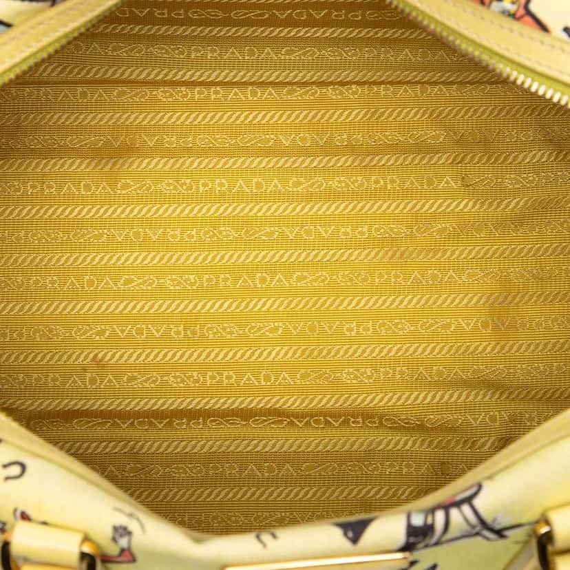 Prada Canvas Canapa St Foula Stampato Satchel Yellow Canvas Good condition - Model View