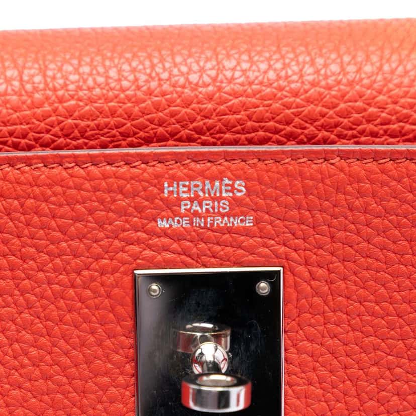 Hermès Clemence Kelly II Retourne 32 Orange Leather Fair condition - Box View