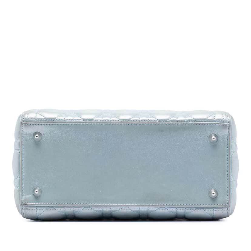 Dior Medium Iridescent Lambskin Cannage Lady Dior Blue Leather Good condition - Inside View