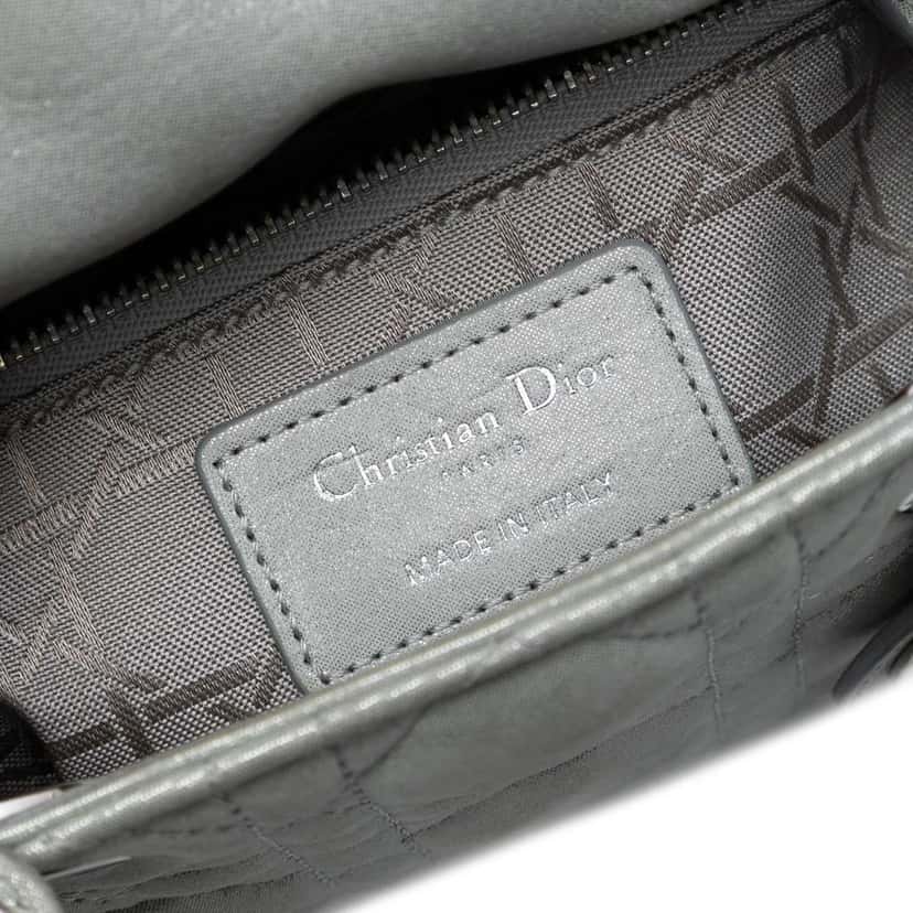 Dior Mini Iridescent Lambskin Cannage Lady Dior Silver Leather Good condition - Box View