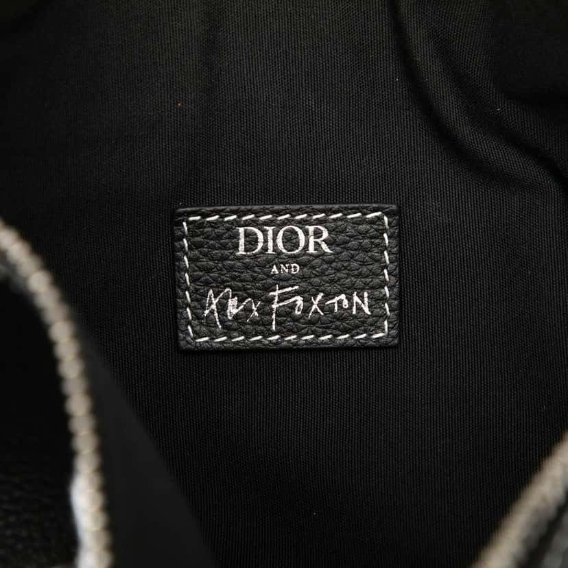 Dior Alex Foxton Grained Calfskin Saddle Bag Black Leather Good condition - Box View
