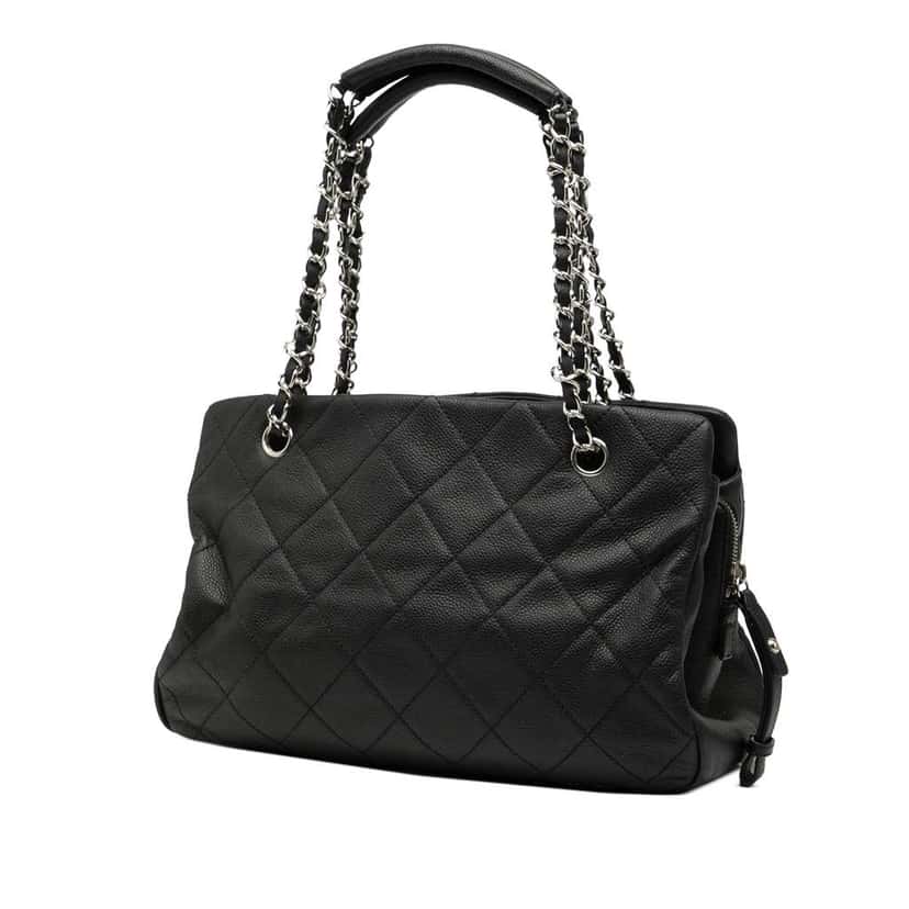 Chanel CC Quilted Caviar Soft Tote Black Leather Good condition - Back View