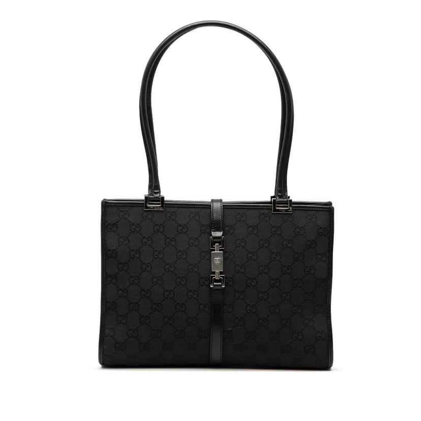 Gucci GG Canvas Jackie Tote Black Canvas Very good condition - Front View