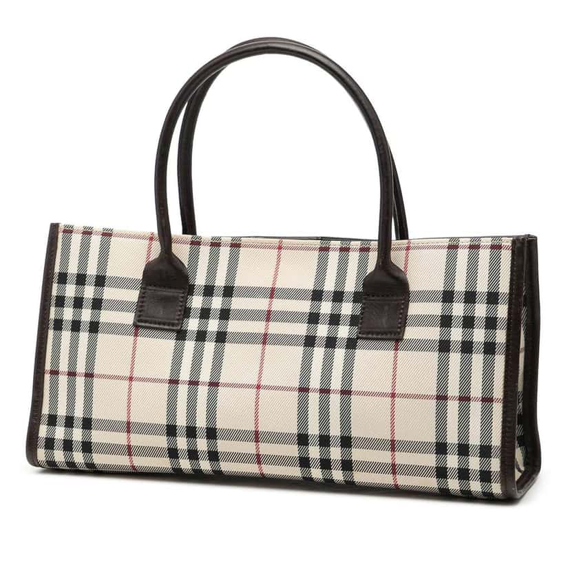 Burberry House Check Canvas Handbag Brown Canvas Very good condition - Back View