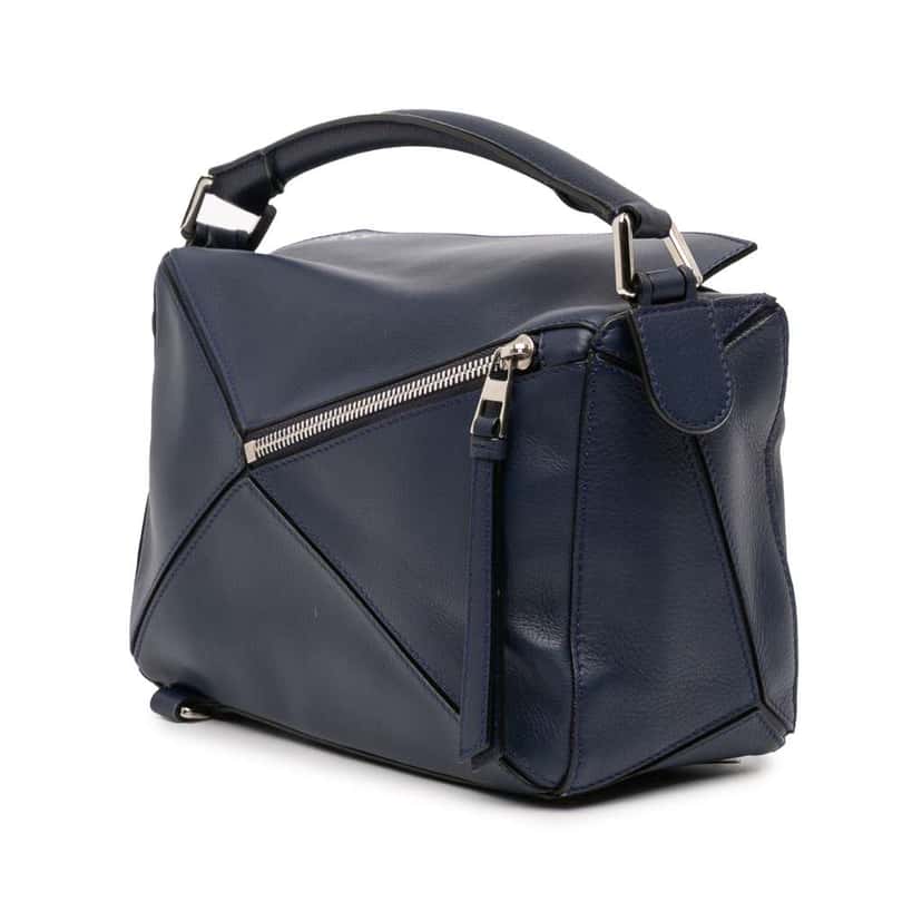 Loewe Small Calfskin Puzzle Satchel Blue Leather Very good condition - Back View